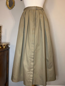 Vintage Button Front Pleated Skirt