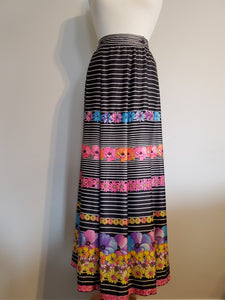 Flower Power Striped Wrap Skirt