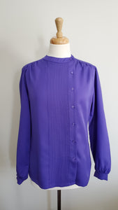 Purple Side Button Pleated Blouse