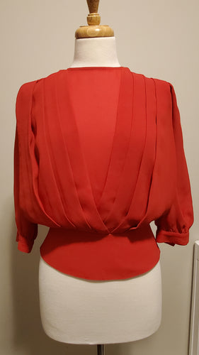 Red Pleated Blouse