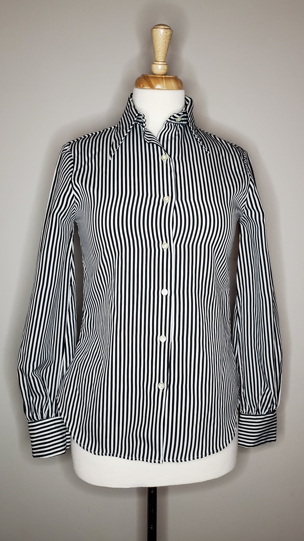 Black and White 70s Striped Blouse