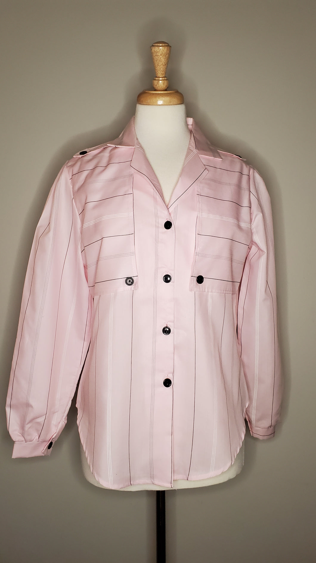 Pink Striped Button Blouse