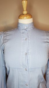 Baby Blue Pleated Frontier Blouse