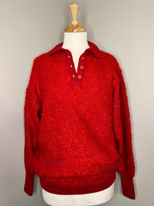 Albee Red Knit Polo Sweater