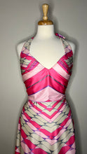 Load image into Gallery viewer, 60s Pink Geo Halter Dress
